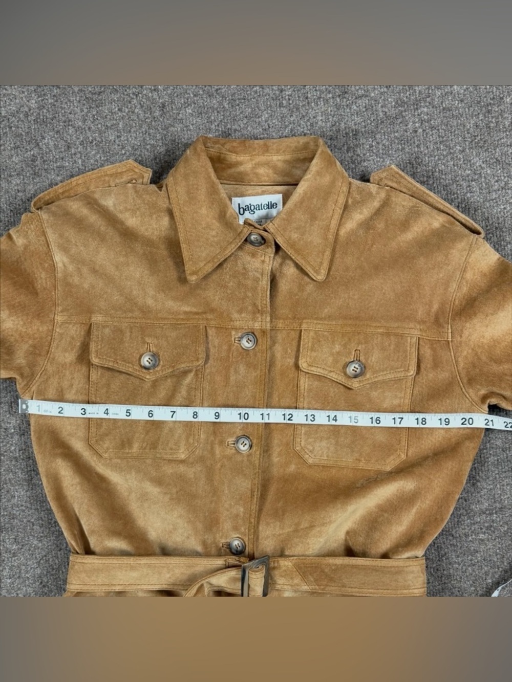 Vintage Suede Leather Belted Jacket Women’s Small Western Utility Safari Trench - Picture 11 of 11